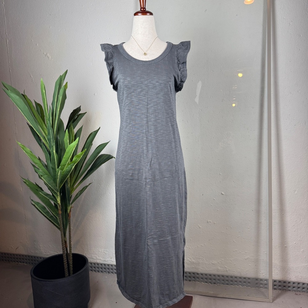 Universal Thread Maxi Dress Women S Gray Ruffle Shoulder Cotton Coquette
